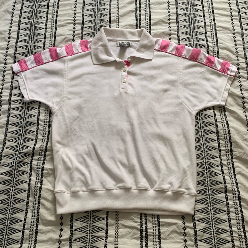 Lavon | Vintage 90s White and Pink Polo Shirt